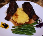 Blending Cultures and Food for a Great Fall Dinner Plated short ribs over creamy polenta