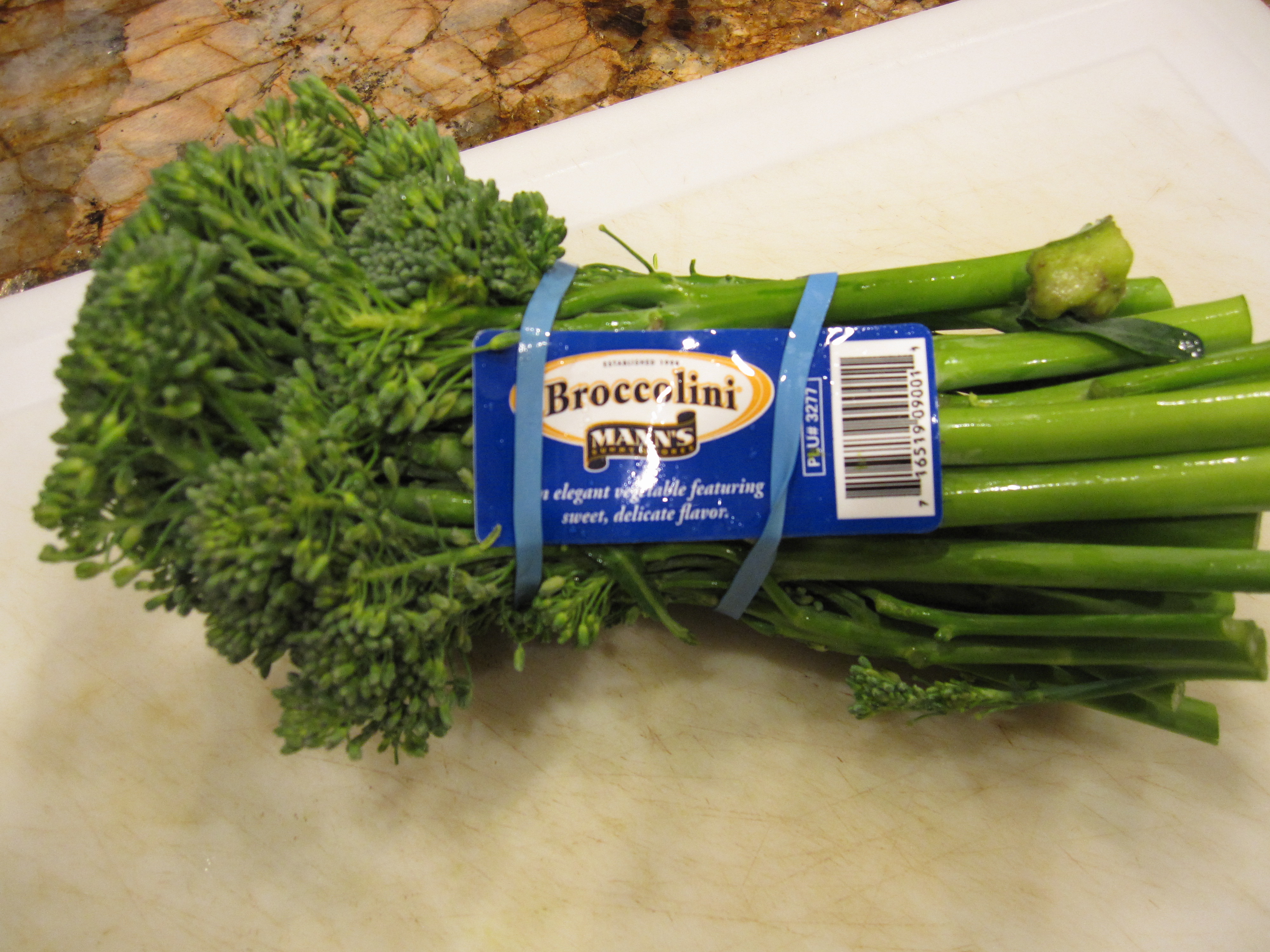 Fresh broccolini ready to be cooked.