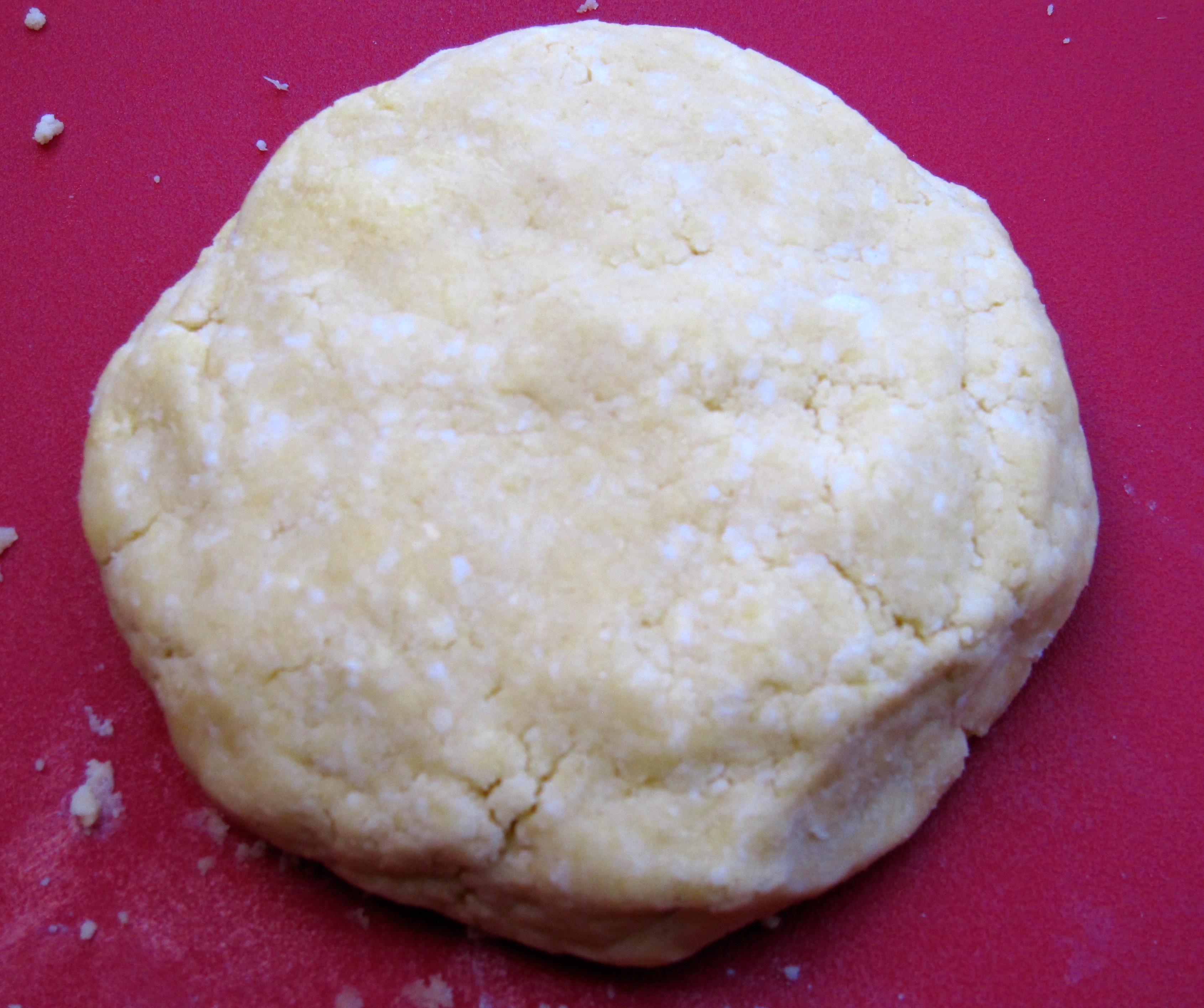 Dorie Greenspan's tart dough in a disc after 3 hours of refrigeration.