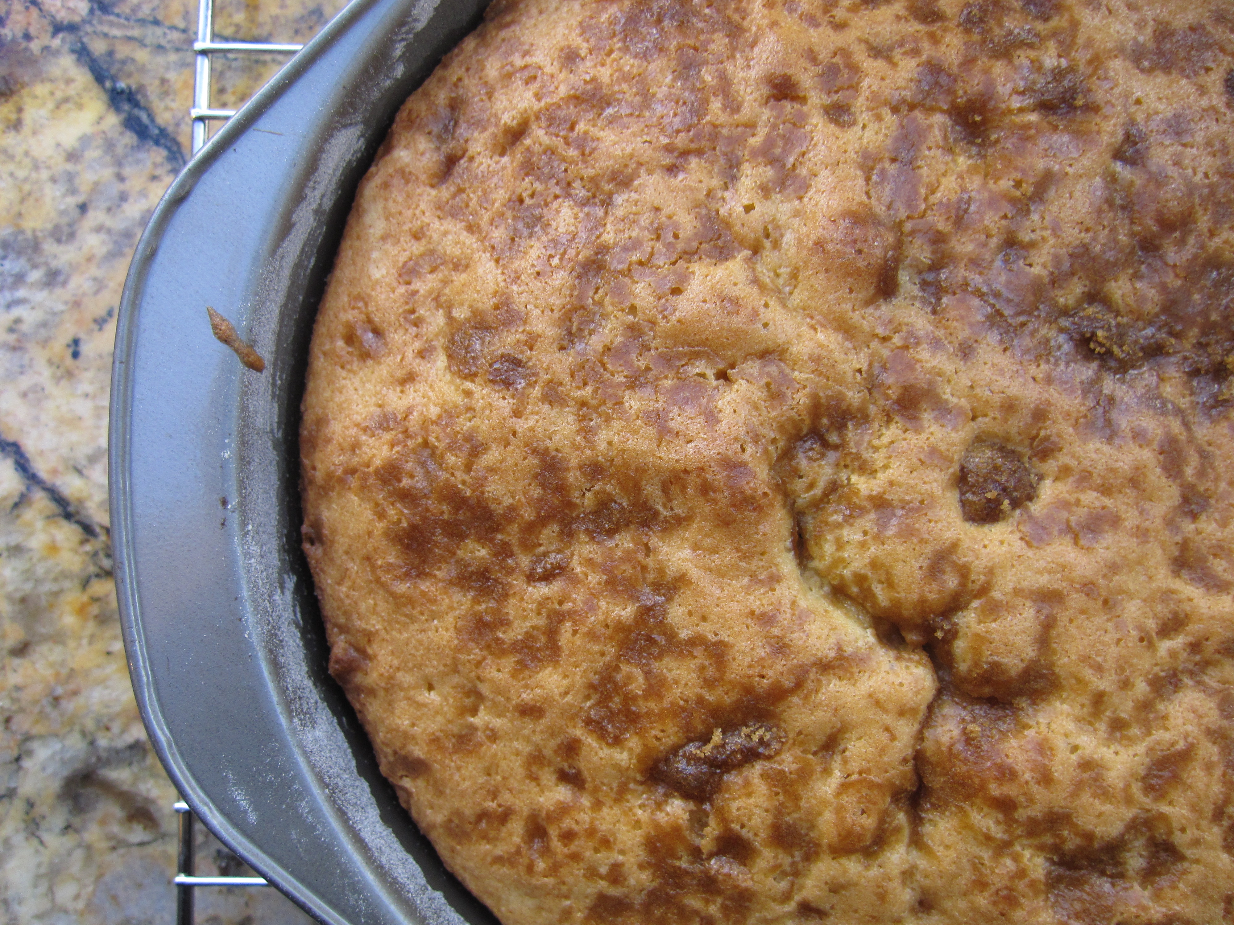 Baked cake on cooling rack.