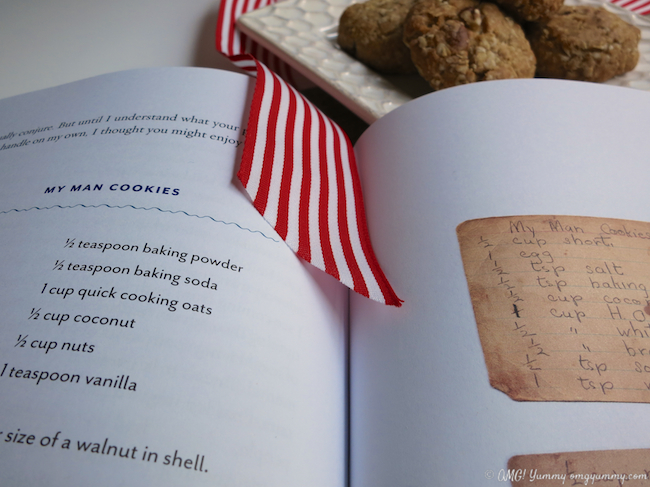 My Man Cookies original recipe showing in a cookbook.