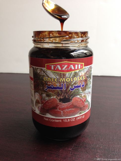 A jar of store bought date syrup.