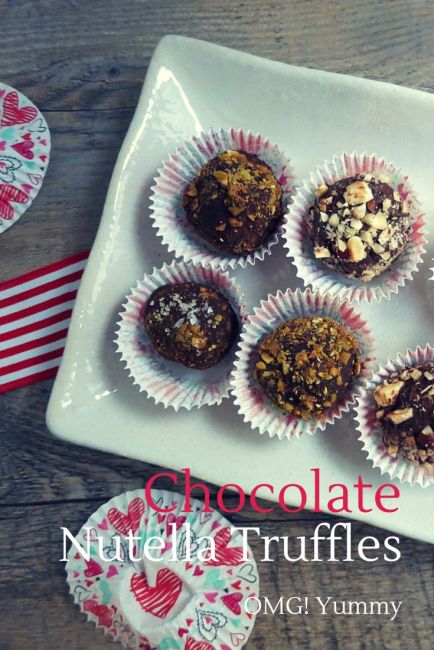 Chocolate Nutella truffles on a tray.