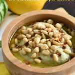 White bean basil hummus style dip with pine nuts and meyer lemon