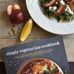 Quinoa and Nectarine Slaw Pinterest image with book and plate of salad
