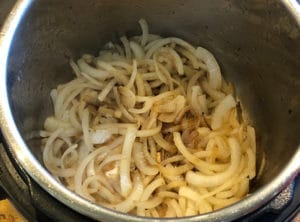 Instant Pot Brisket onions after being sauteed in the IP