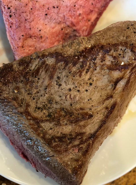 Instant Pot Brisket seared meat on cutting board.