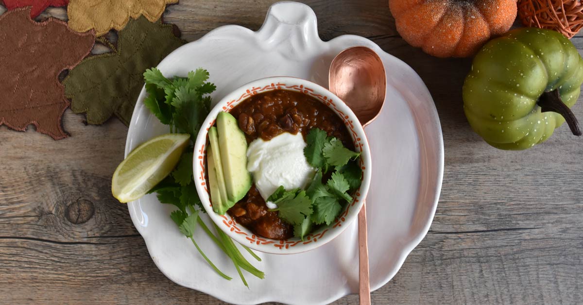 Instant Pot Red Lentil Chili with Pumpkin and Black Beans