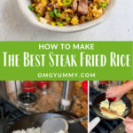pin image with beauty shot of fried rice plus 3 step by step photos