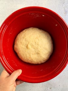 Soufganiyot dough risen and ready to roll out.