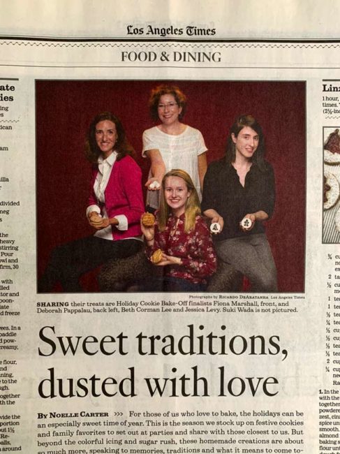 Group shot of LA Times cookie winners in the print newspaper.