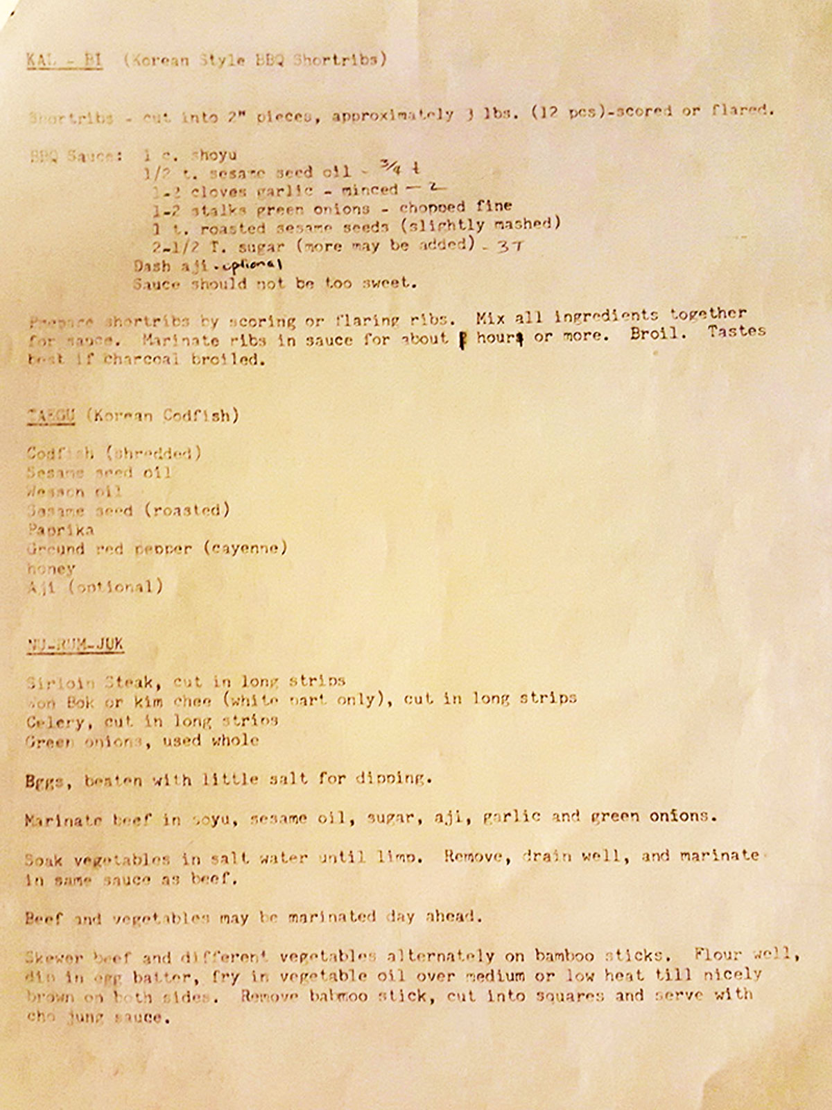 Original Hong family recipe for the kalbi marinade recipe.