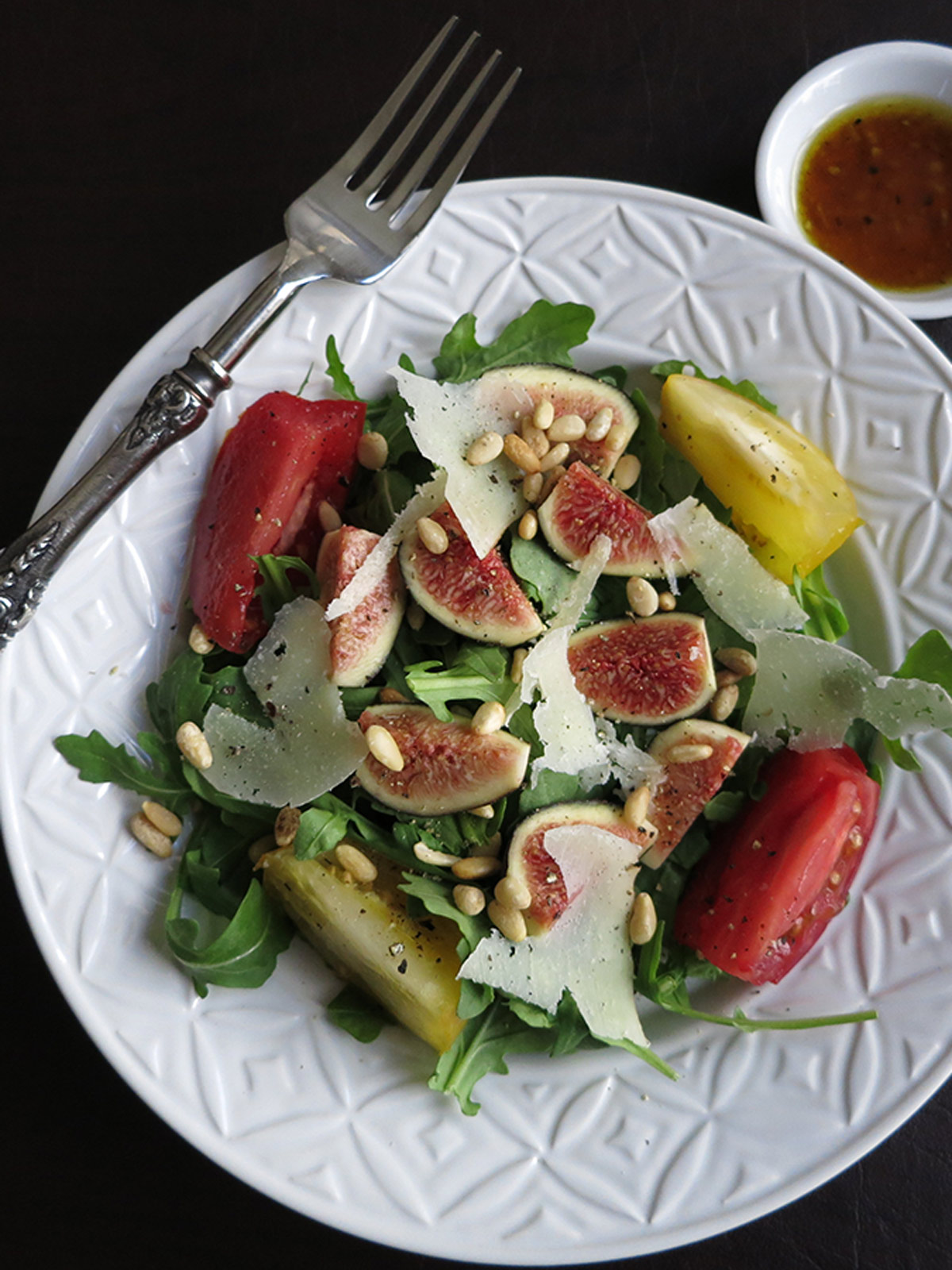 Fig salad with pomegranate molasses dressing.
