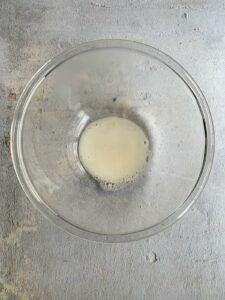 Potato starch accumulated in the bottom of the bowl.