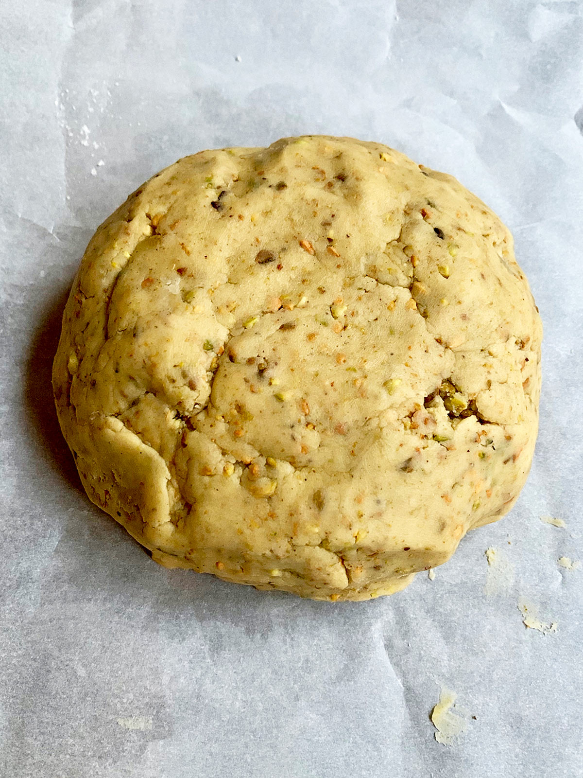 Ball of cookie dough ready to chill.