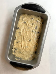 Full chocolate chip loaf with bananas loaf unbaked.