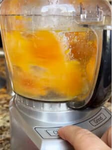 Apricots in mini food processor for blending.