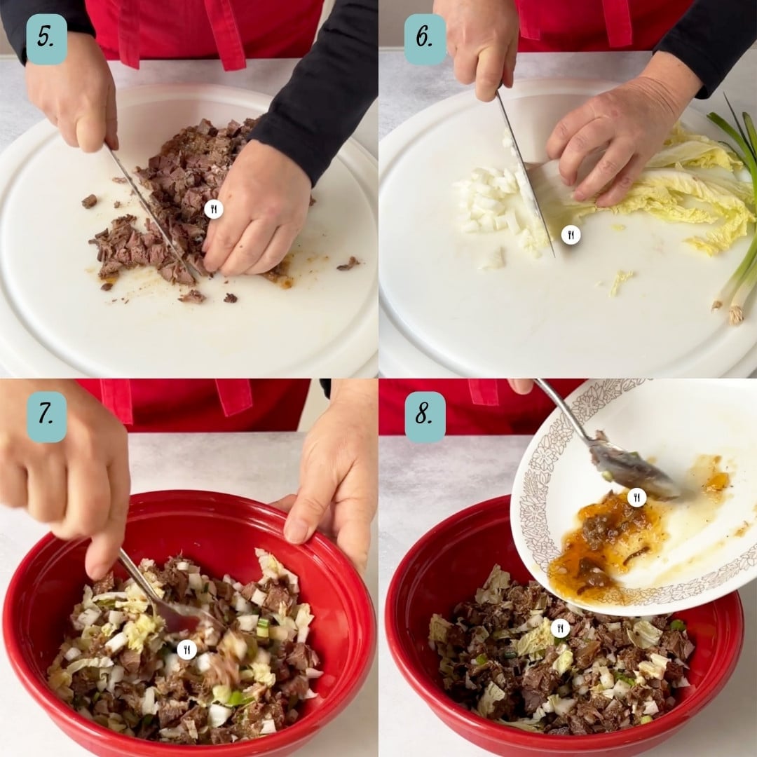 Process image of making the jew mandu filling.