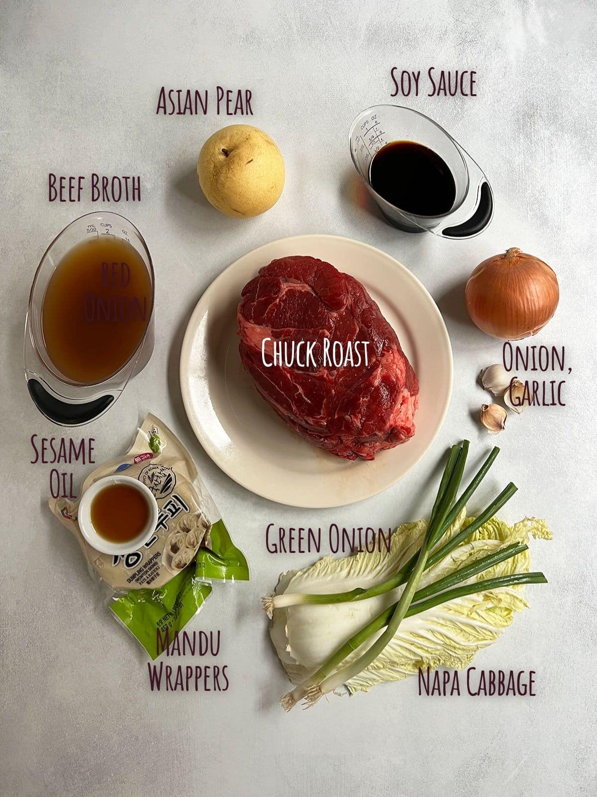 Ingredient shot for beef dumpling (jew mandu)